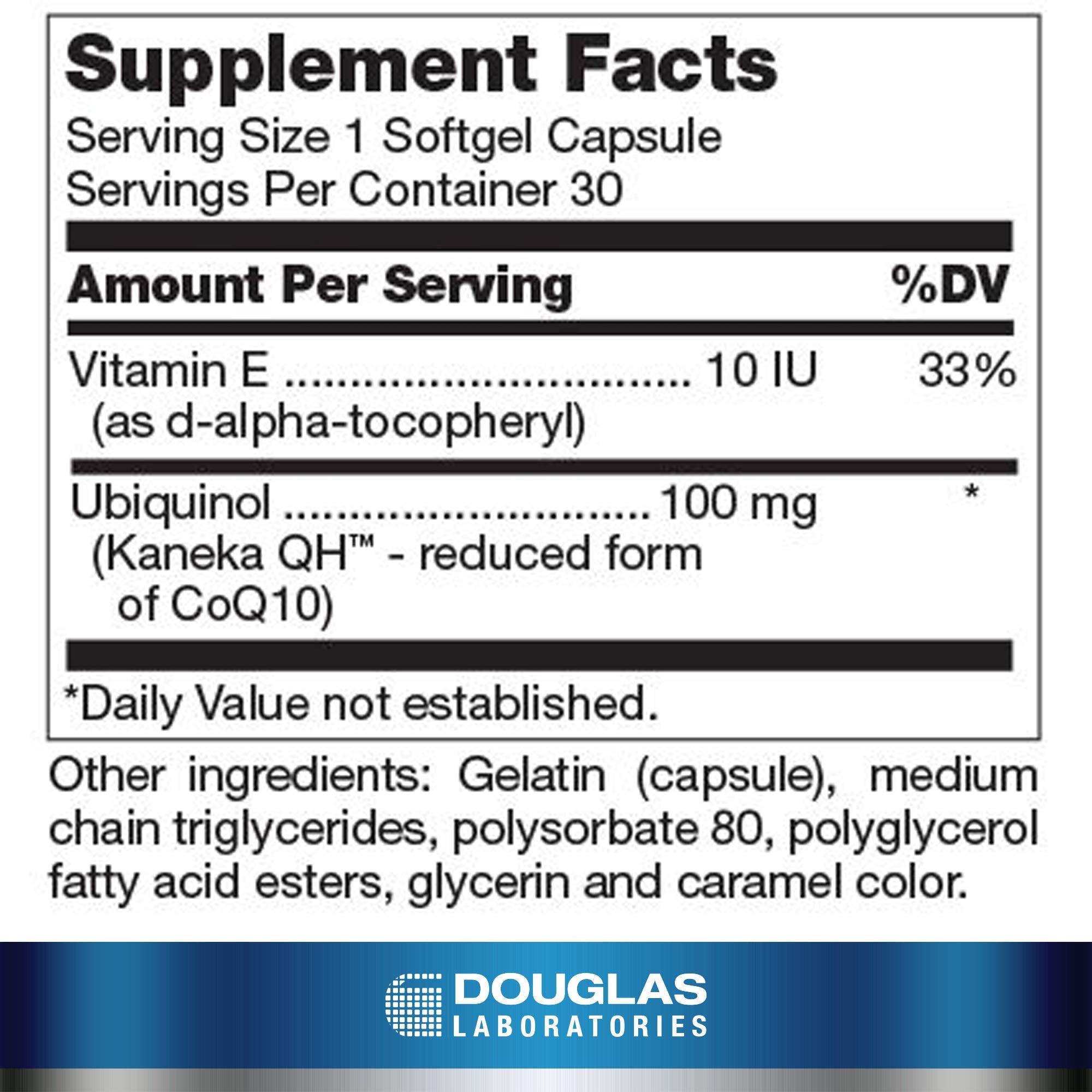 Douglas Laboratories Ubiquinol-QH — etiquette lisible et informations claires