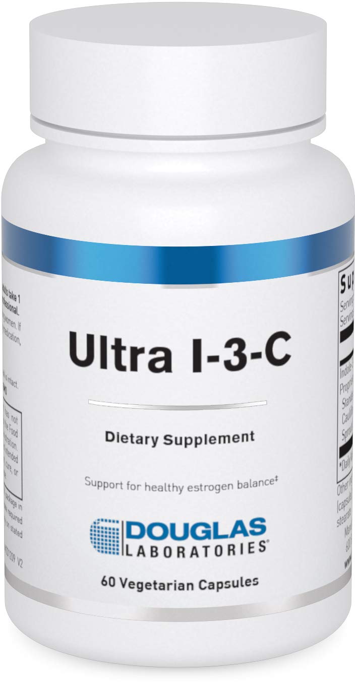 Douglas Laboratories Ultra I-3-C sur bouteille avant ouverture, soutien potentiel à l'équilibre hormonal