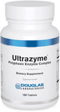 Ultrazyme Douglas Laboratories, flacon et comprimés favorisant la digestion des protéines et des glucides.