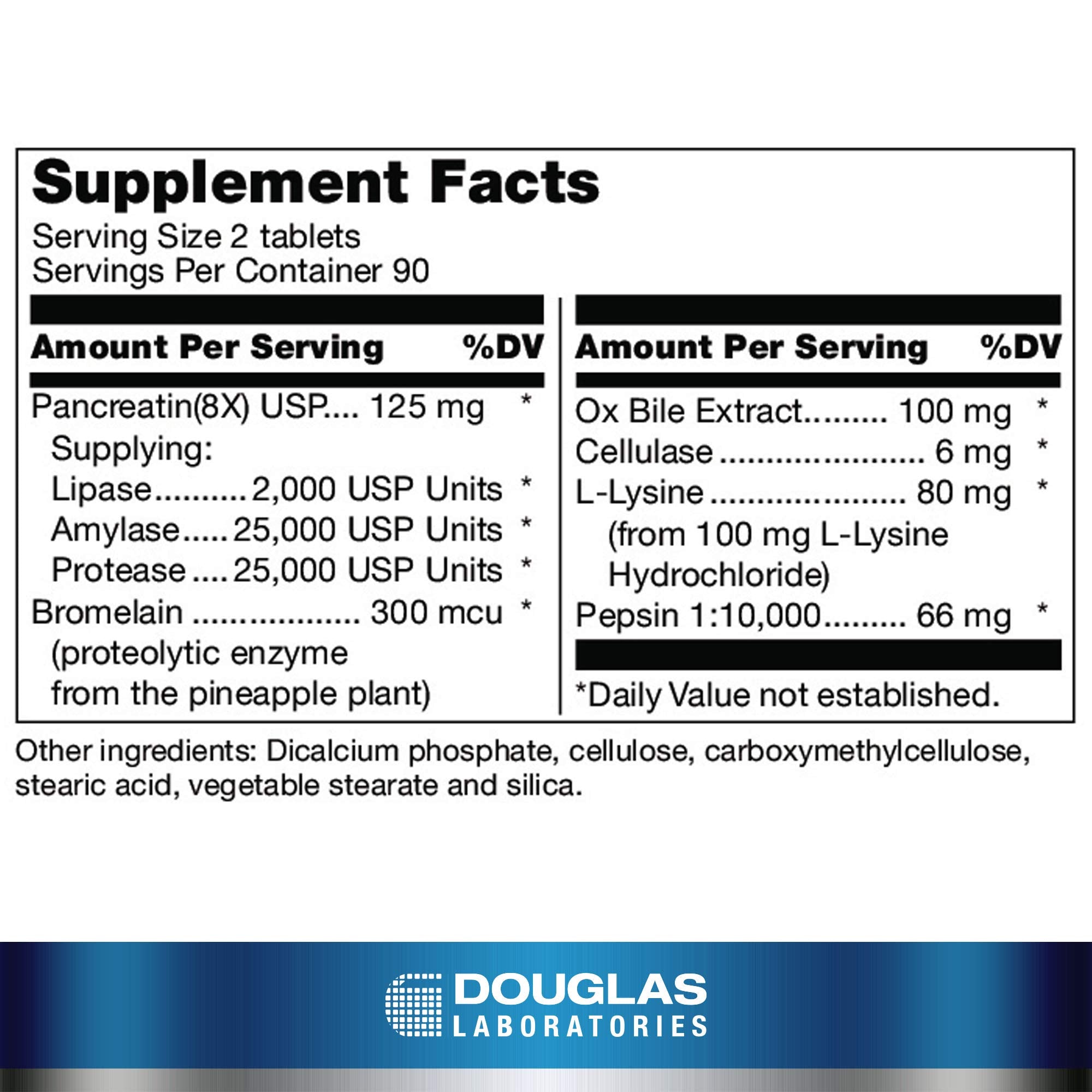 Ultrazyme Douglas Laboratories, comprimés digestifs pour soutenir la digestion des protéines et des glucides.