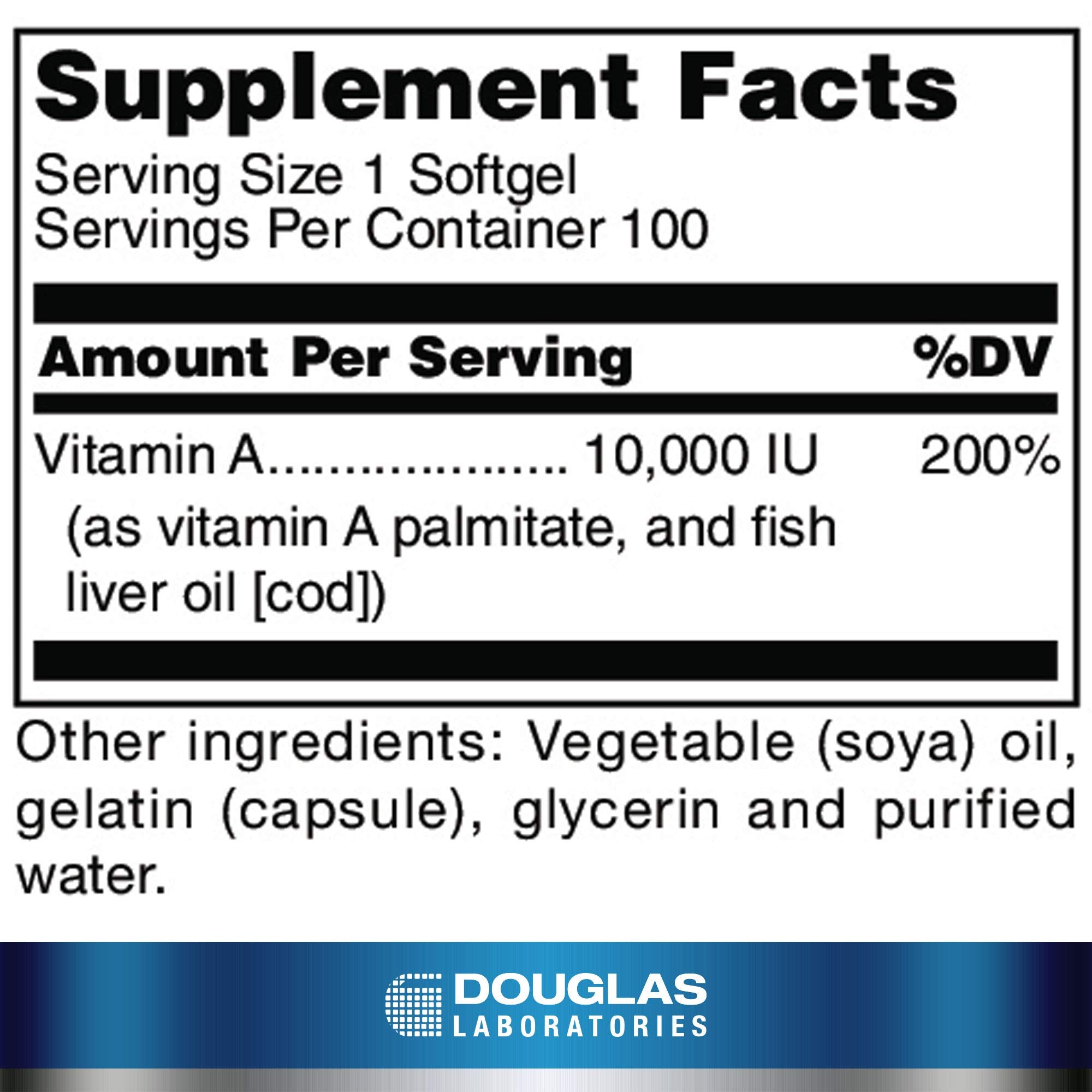 Douglas Laboratories Vitamin A - Capsule gelule molle issue d'huile de foie de poisson.