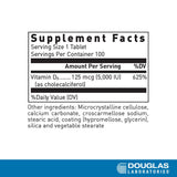 Douglas Laboratories Vitamine D3 5000 UI, tablettes, amélioration potentielle de l'absorption du calcium