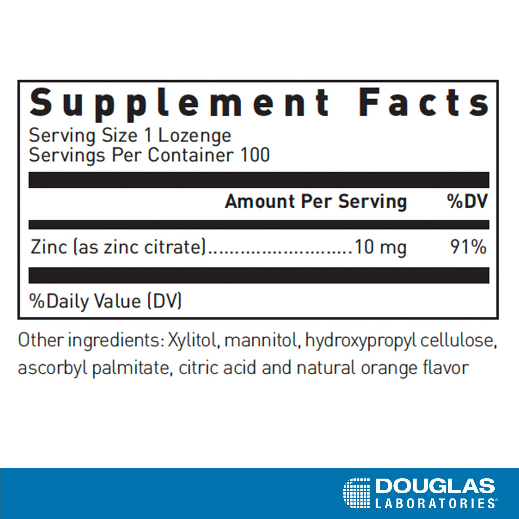Boîte 100 pastilles Douglas Laboratories Zinc Lozenges, format pratique et durable