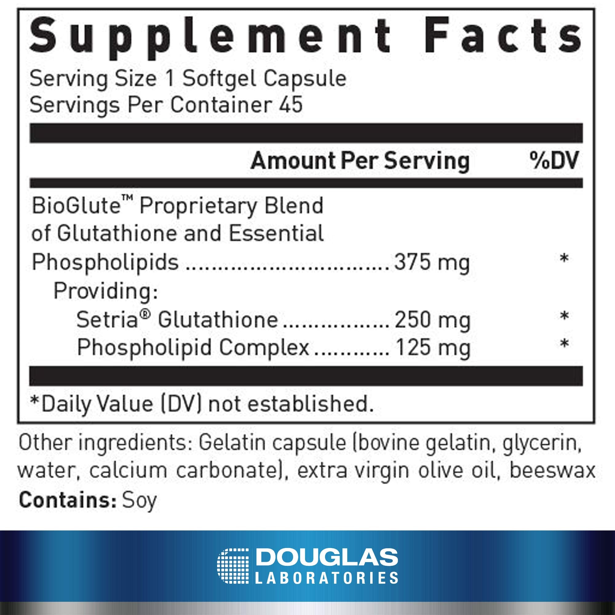 Capsules molles Douglas Laboratories Liposomal Glutathione, absorption améliorée grâce à la liposomale.