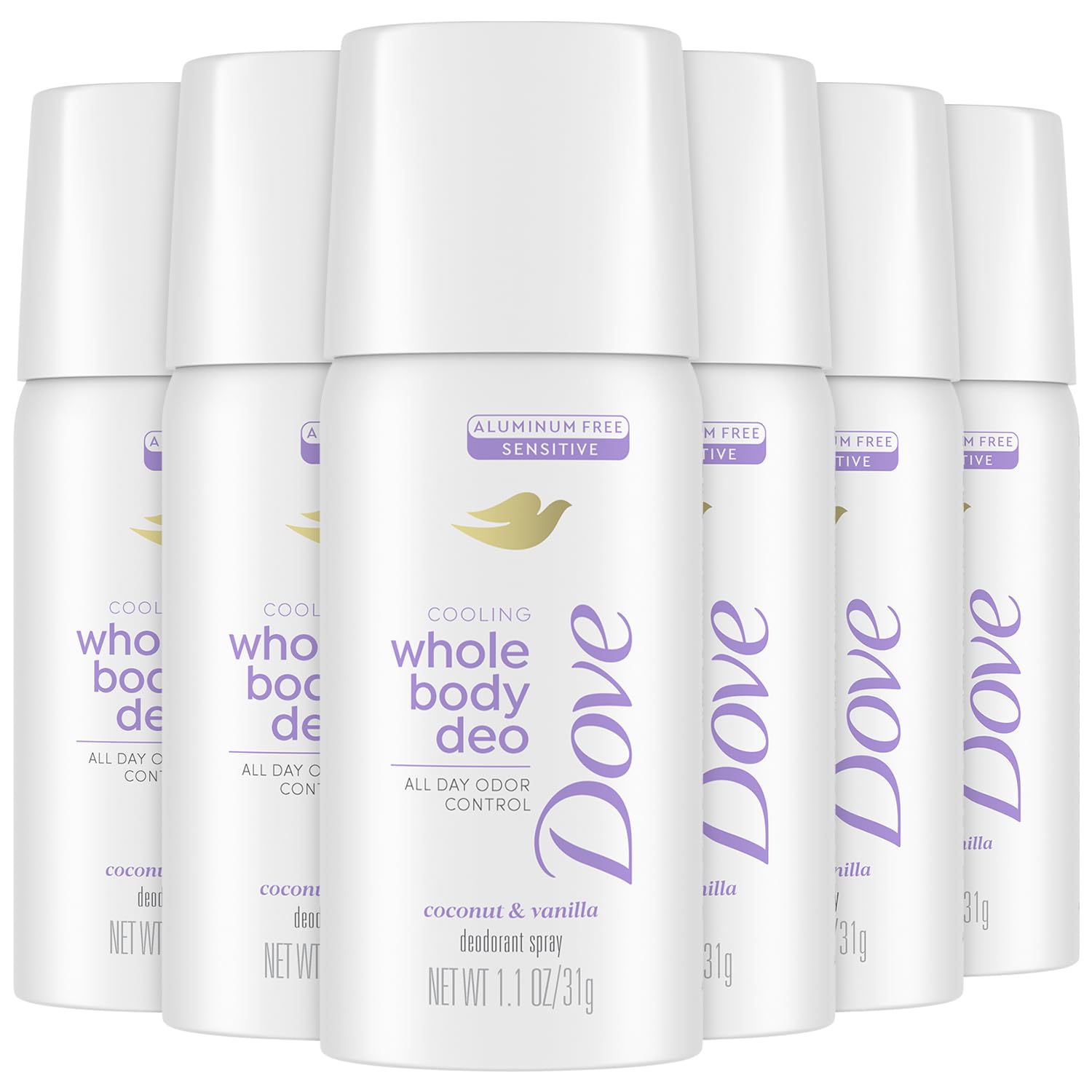 Dove Déodorant Spray format mini coco-vanille offre fraîcheur durable