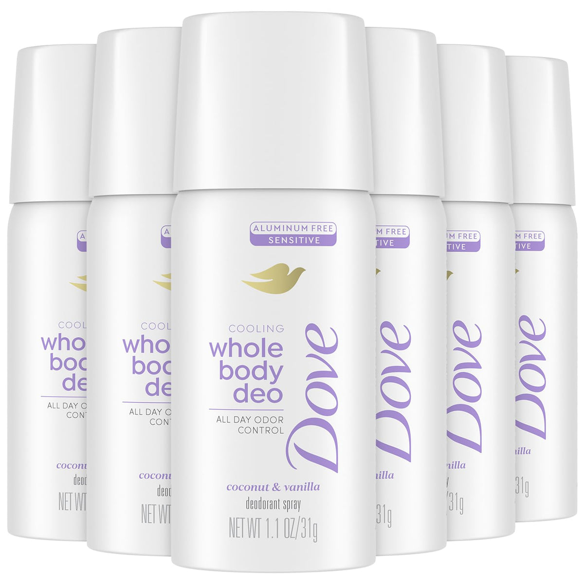 Dove Déodorant Spray format mini coco-vanille offre fraîcheur durable
