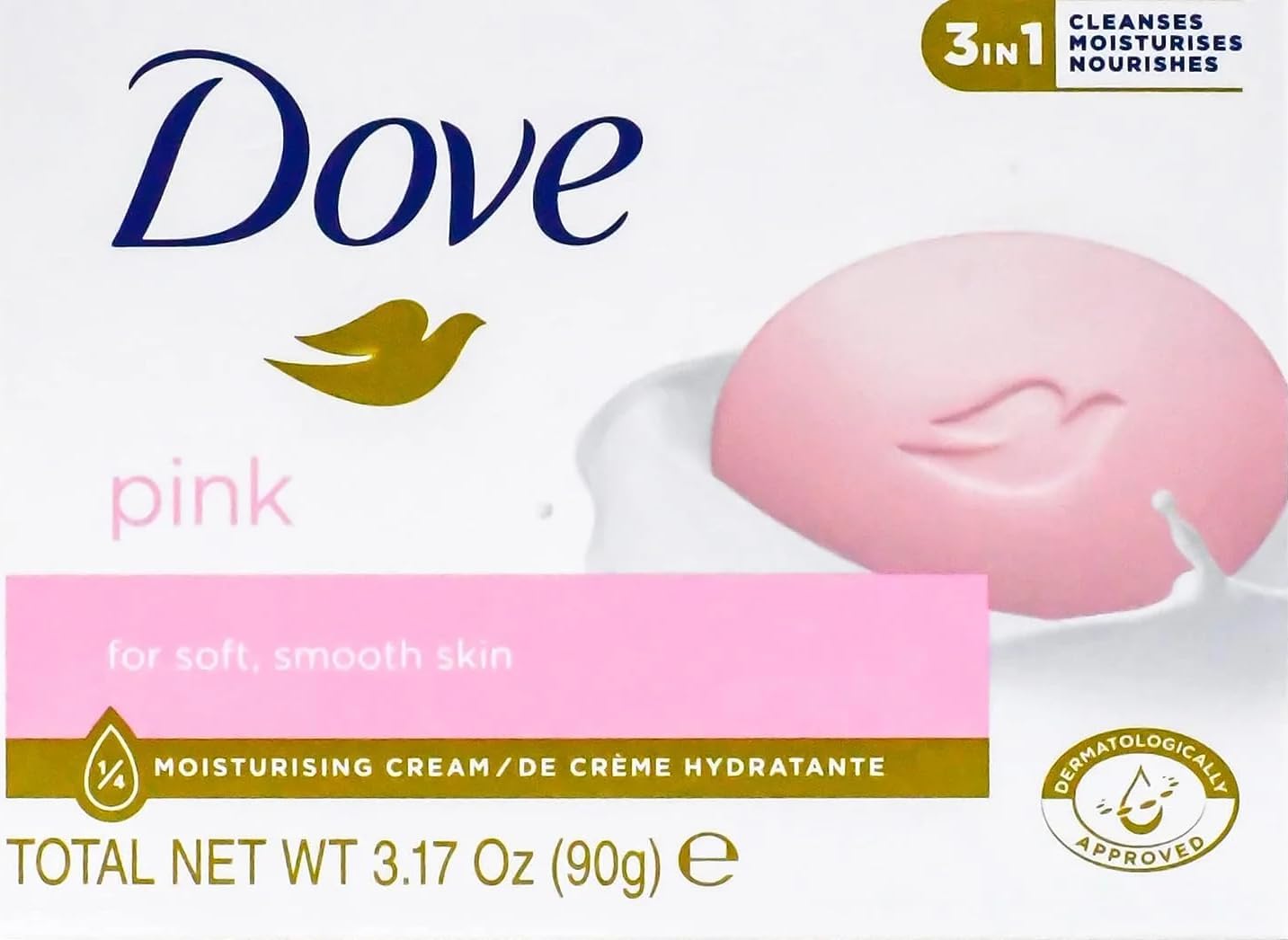Dove Savon Beauté Rose — détail du savon, douceur et hydratation discrète.