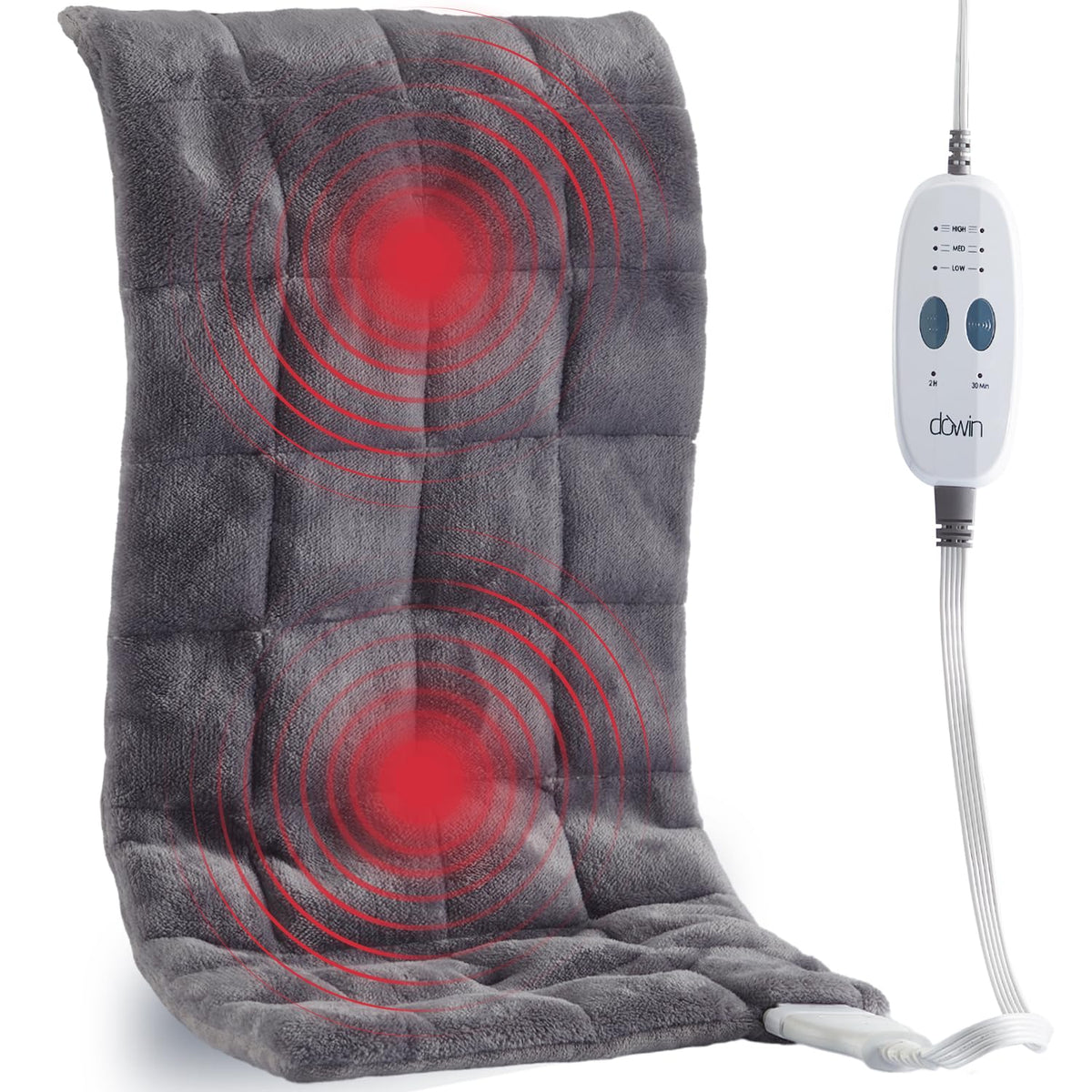 Coussin Dowin chauffant pour dos, couverture complète et réconfortante.