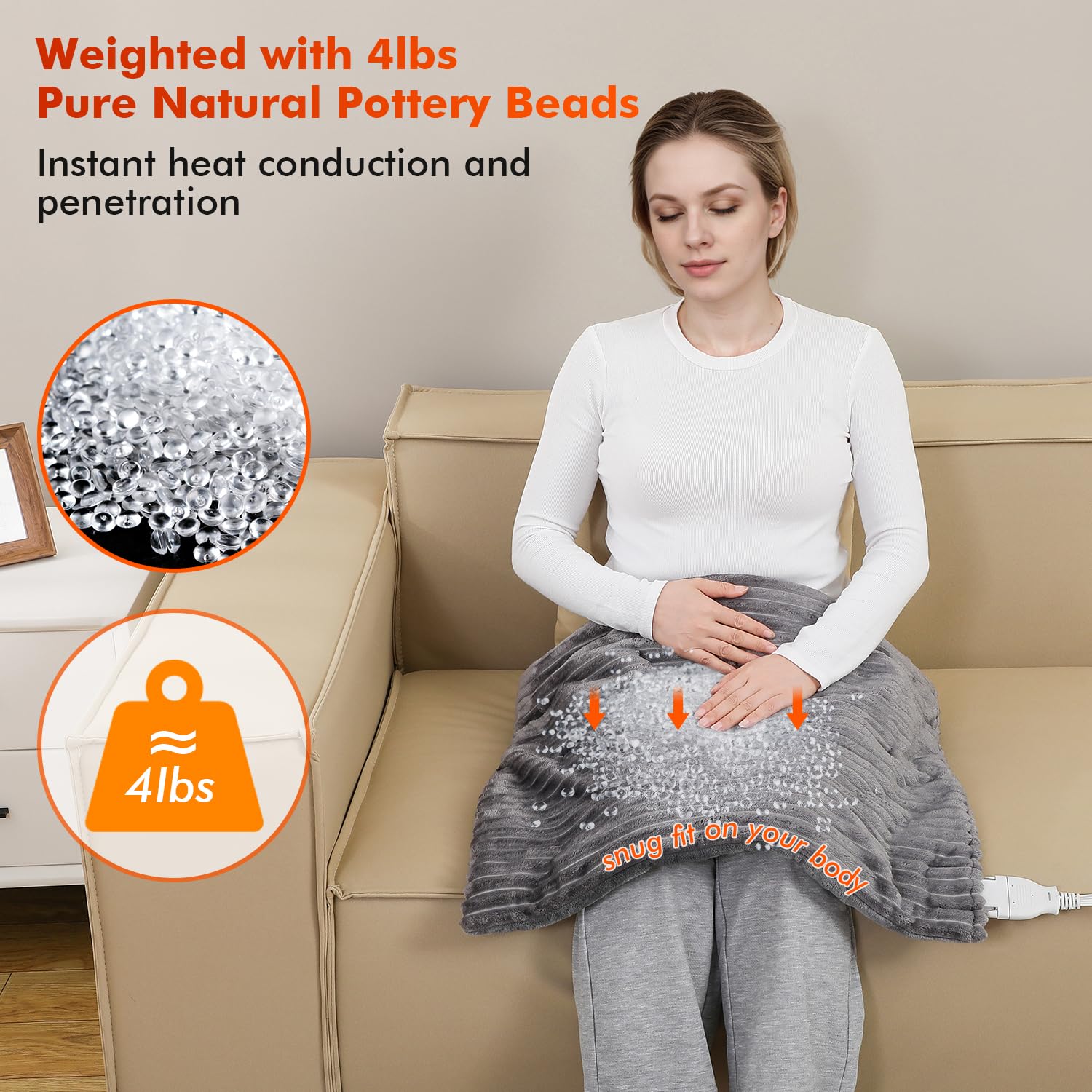 Dowin réglages chaleur et vibrations, image des boutons pour personnaliser l’expérience.