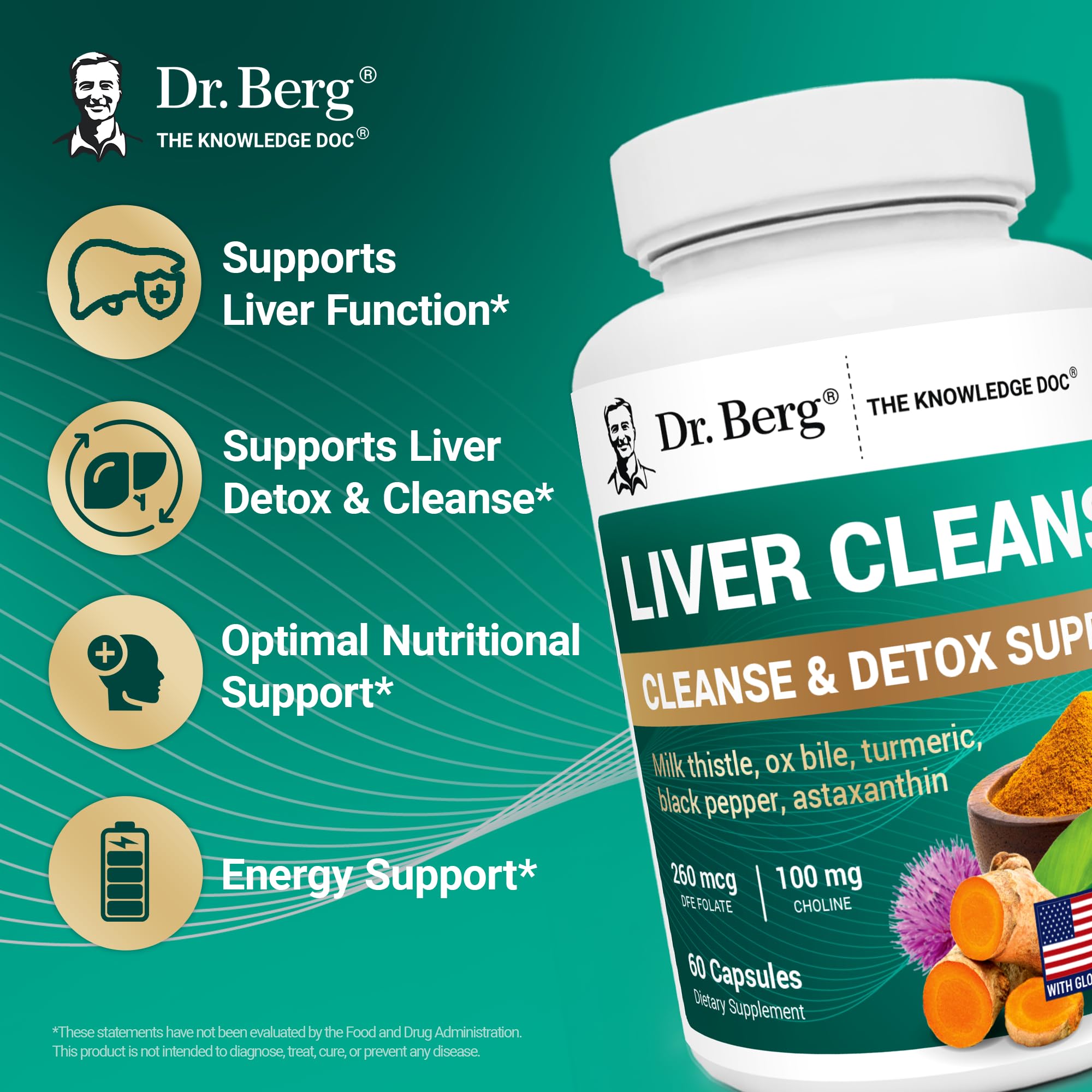 Curcuma dans la formule Dr. Berg, ingrédient clé à usage quotidien.