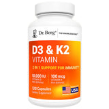 Bouteille Dr. Berg D3 K2, capsules faciles à prendre pour un soutien immunitaire quotidien.