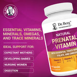 Ingrédients Dr. Berg Prenatal, vitamines et minéraux pour soutenir la grossesse.