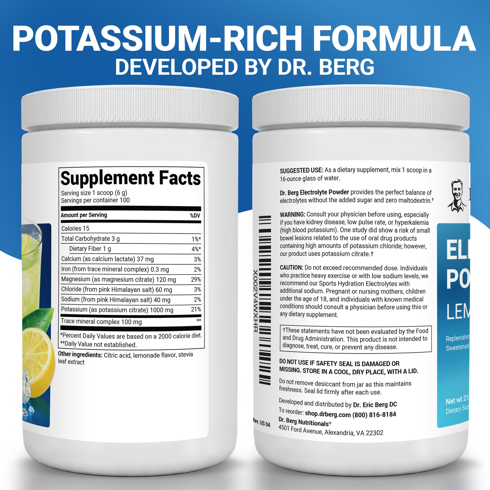 Dose de potassium 1000 mg et sodium pour l’hydratation pendant l’effort.