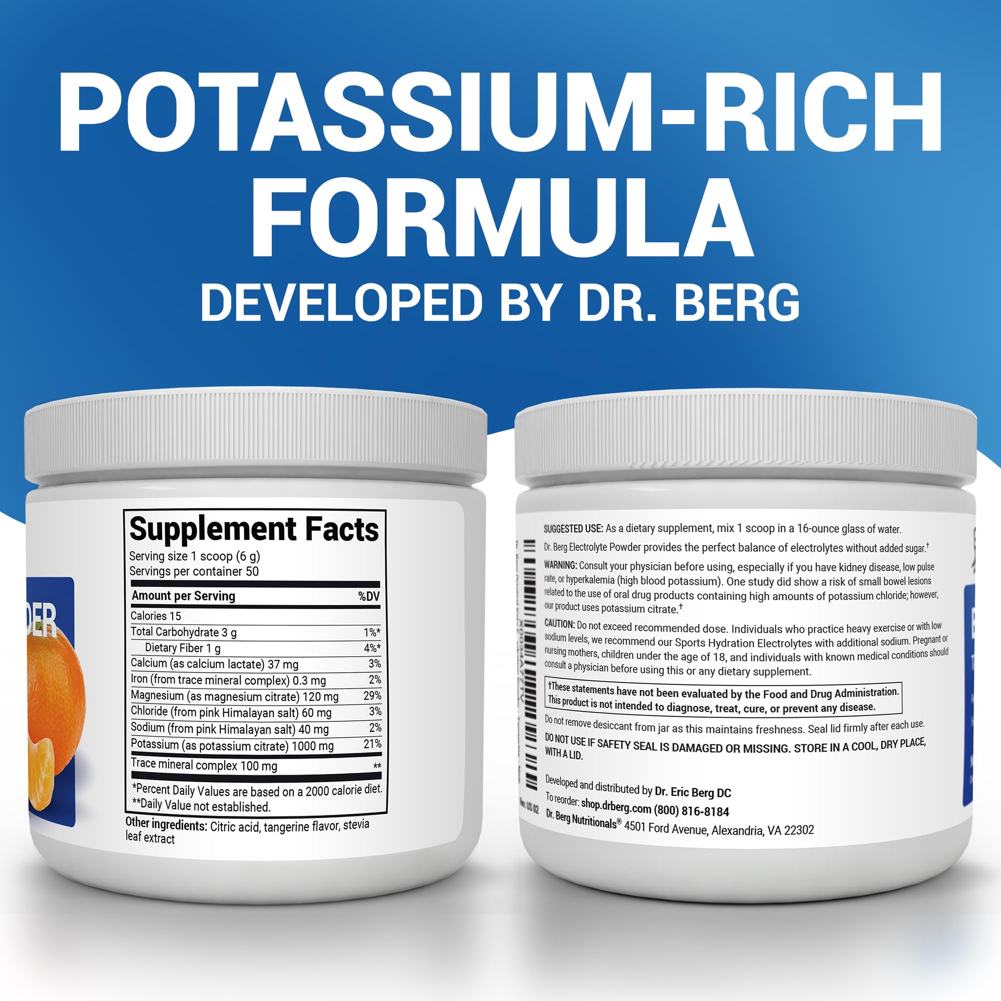 Dr. Berg Nutritionals Doseur mandarine, mélange facile pour l'eau.