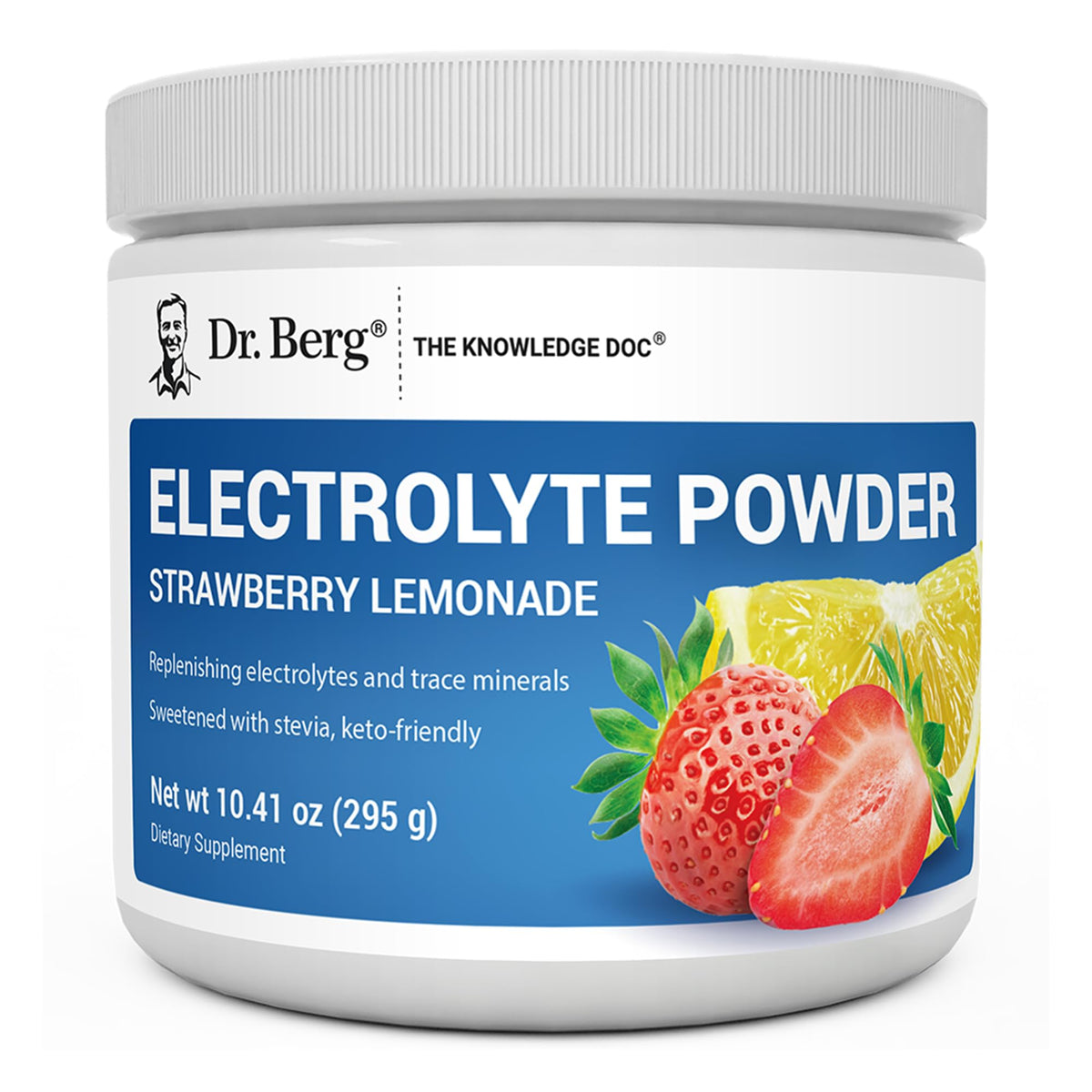 Dr. Berg Nutritionals – Emballage premium de la poudre d’hydratation sans sucre.