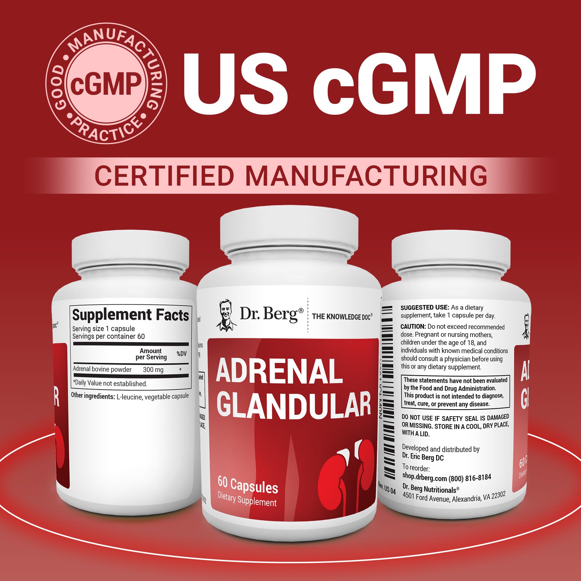 Dr. Berg Adrenal Glandular : ingrédients de haute qualité, approvisionnement national et international.