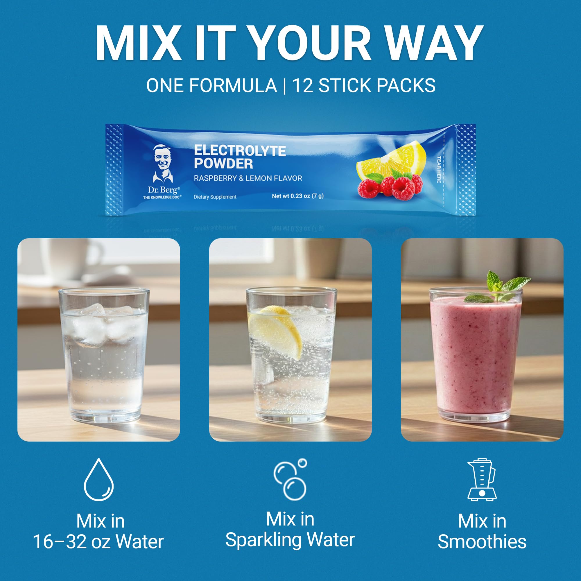 Dr. Berg Nutritionals pack de 12 sticks pour énergie quotidienne