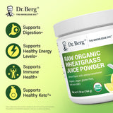 Dr. Berg Nutritionals Verre eau poudre verte citron : mélange facile à boire.