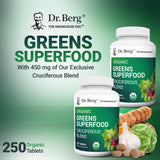 Ingrédients 11 végétaux lyophilisés dans Dr. Berg Greens pour nutriments variés.
