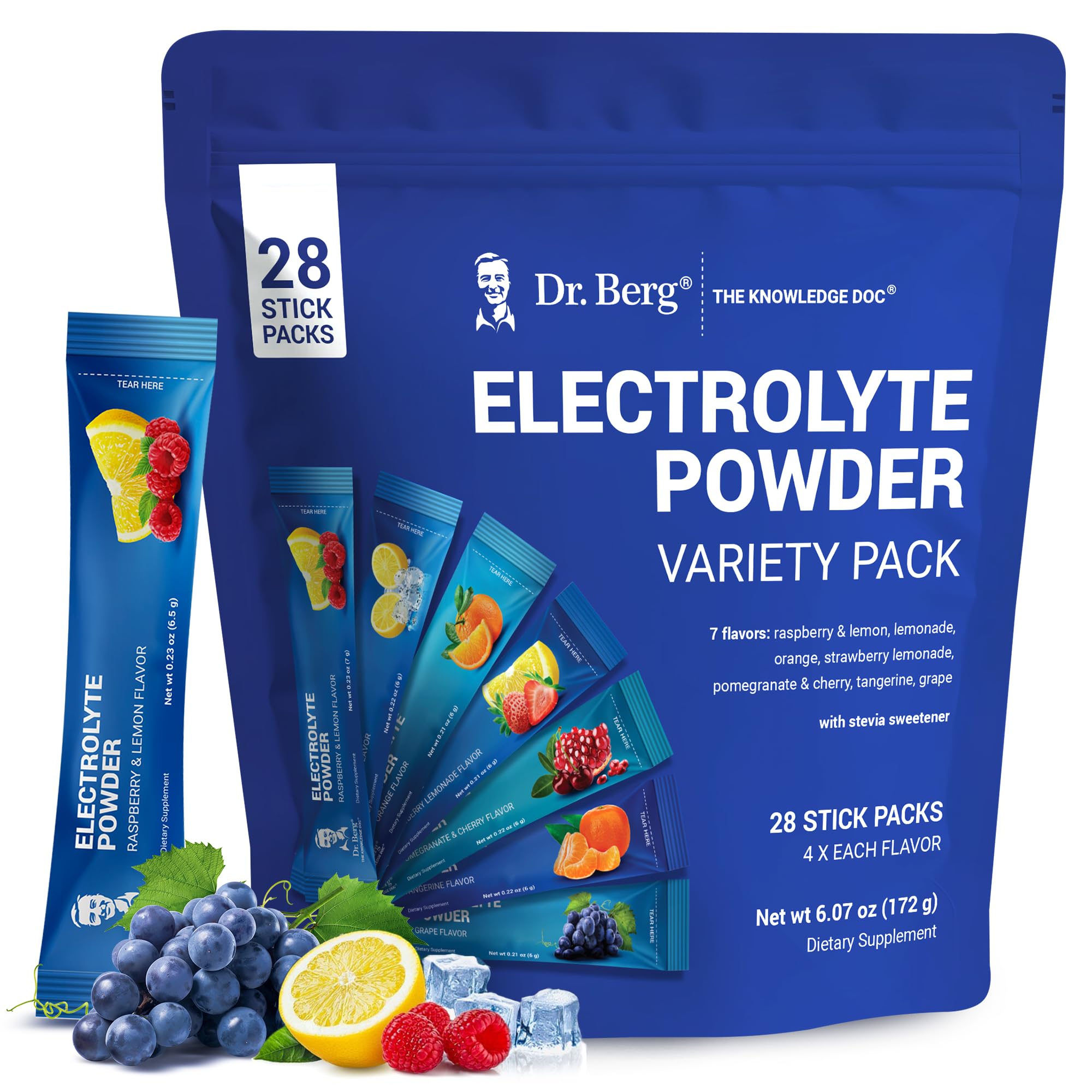Dr. Berg sachets électrolyte sans sucre ensemble de 7 saveurs pour hydratation pratique