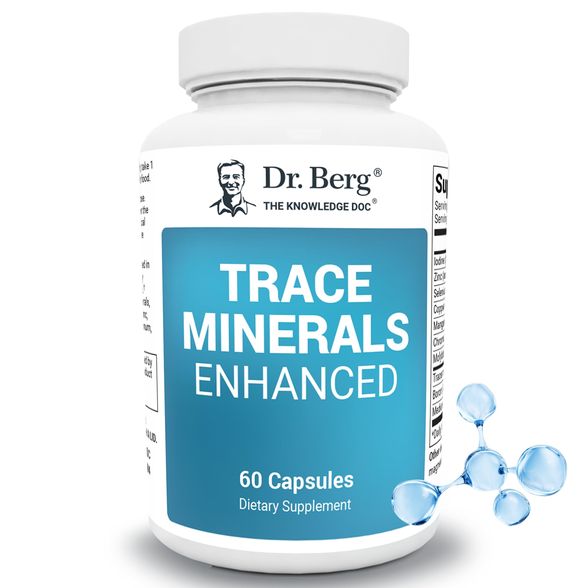 Dr. Berg Trace Minerals Enhanced Complexe, bouteille, soutien nutritionnel quotidien.
