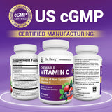 Logo vegan sur l'emballage Dr. Berg Vitamin C Complexe.