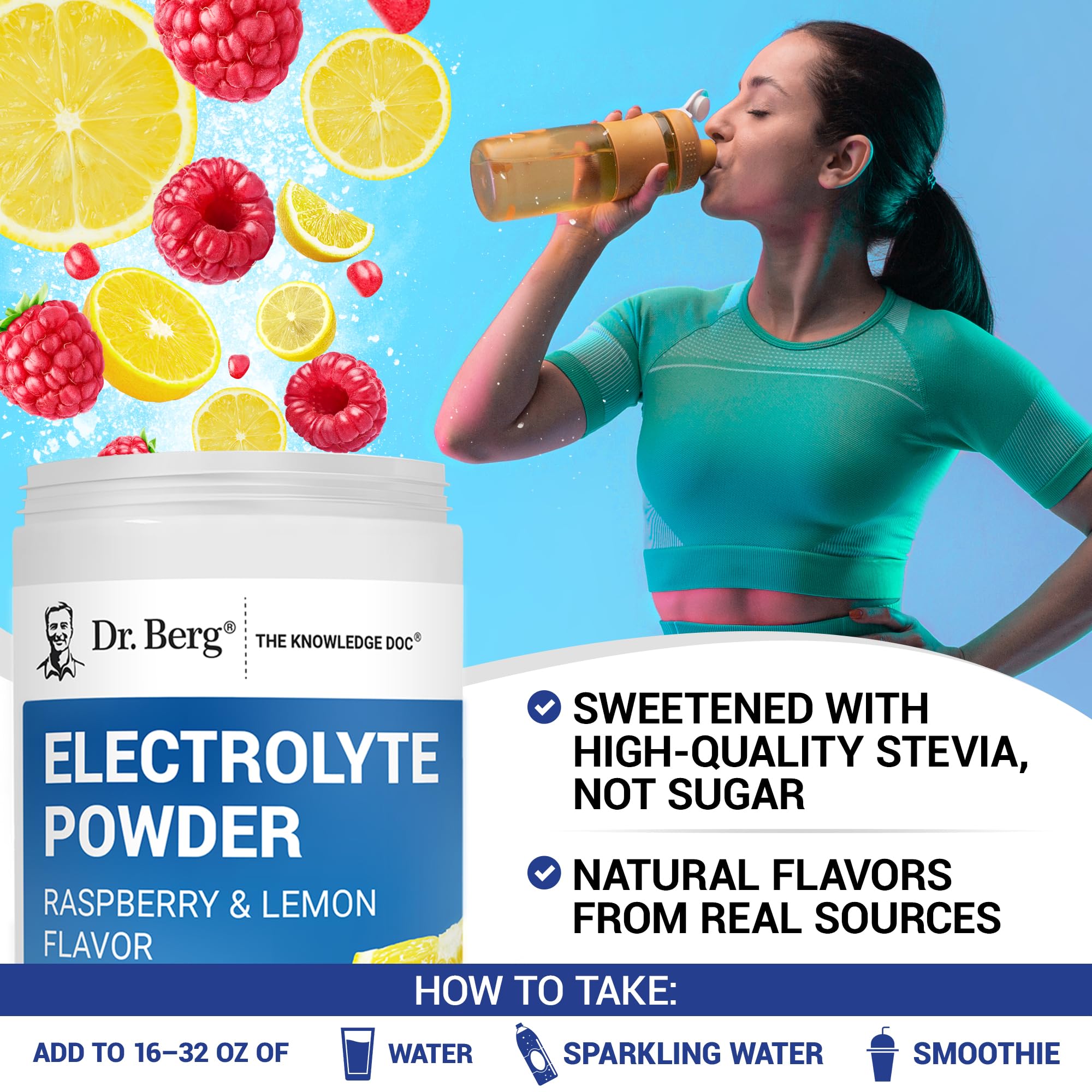 Électrolytes et minéraux clés dans la formule Keto de Dr. Berg Hydration.