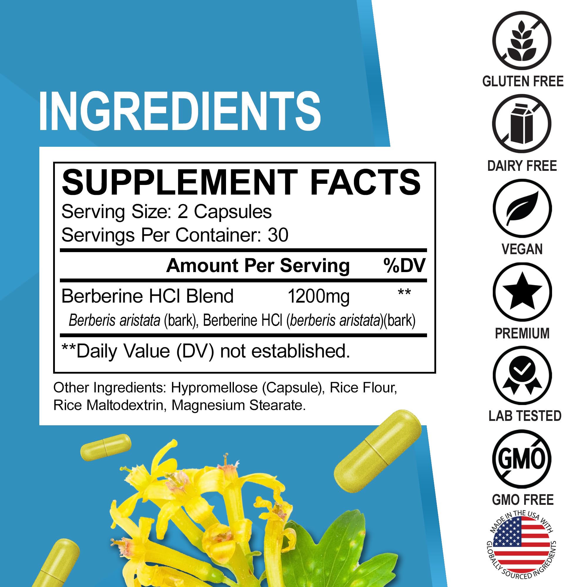 Capsules vegan DR. BO Berberine, facilité d’ingestion et goût neutre.