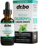 Bouteille DR. BO chlorophylle liquide menthe, pratique pour une détox quotidienne.