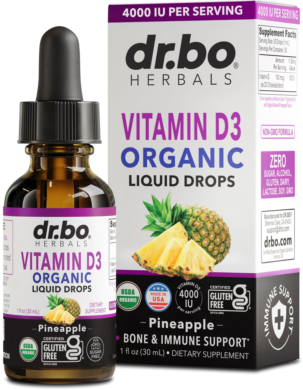 DR. BO D3 liquide bio, flacon pratique pour l'apport quotidien