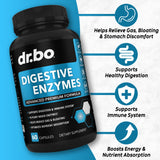 DR. BO flacon d’enzymes digestives conçu pour aider les ballonnements.