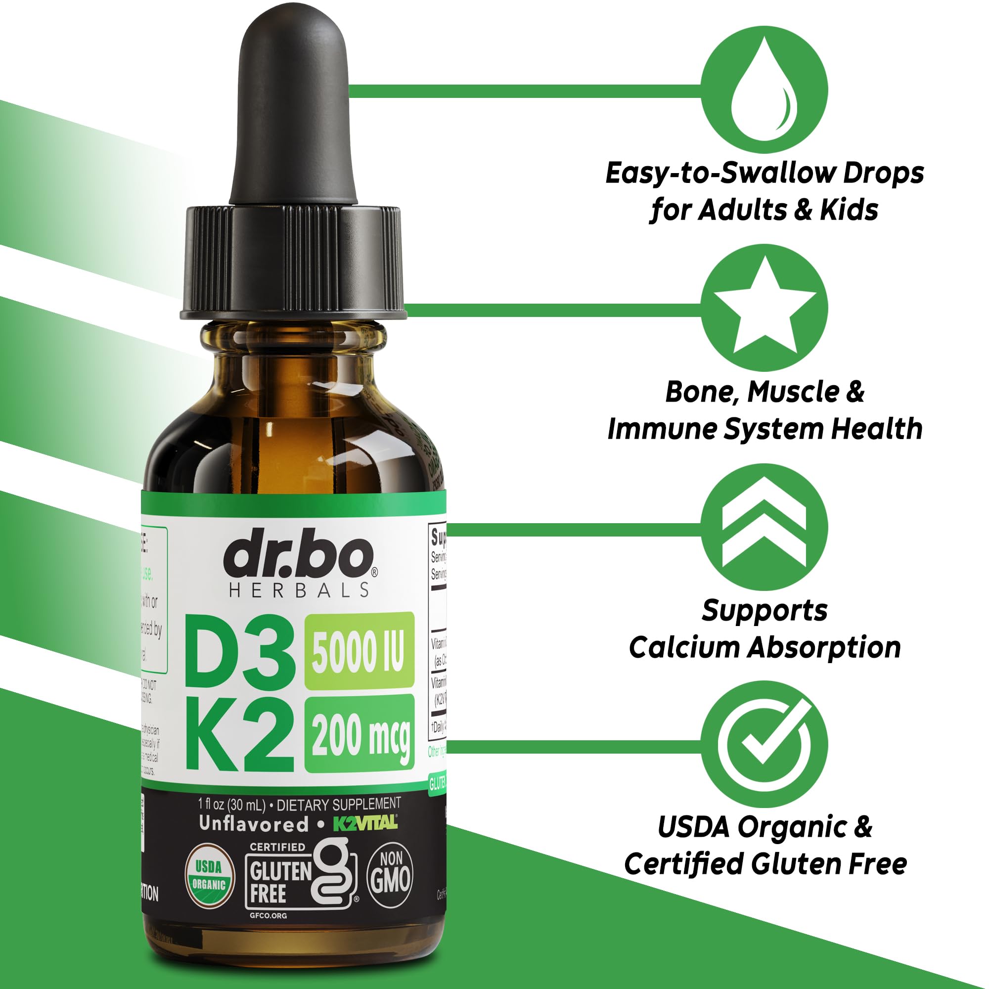 DR. BO D3 K2 - compte-gouttes facilitant le dosage quotidien
