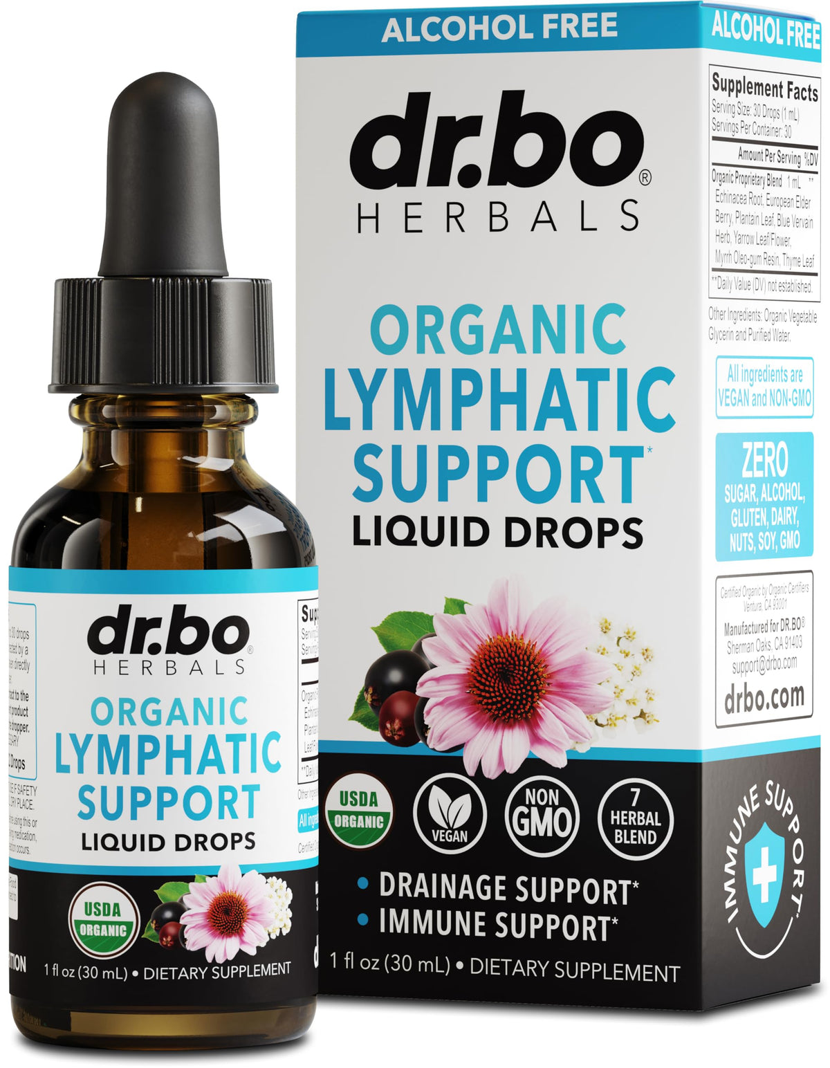 DR. BO gouttes drainage lymphatique – bouteille 1 oz prête à l emploi pour le soutien lymphatique