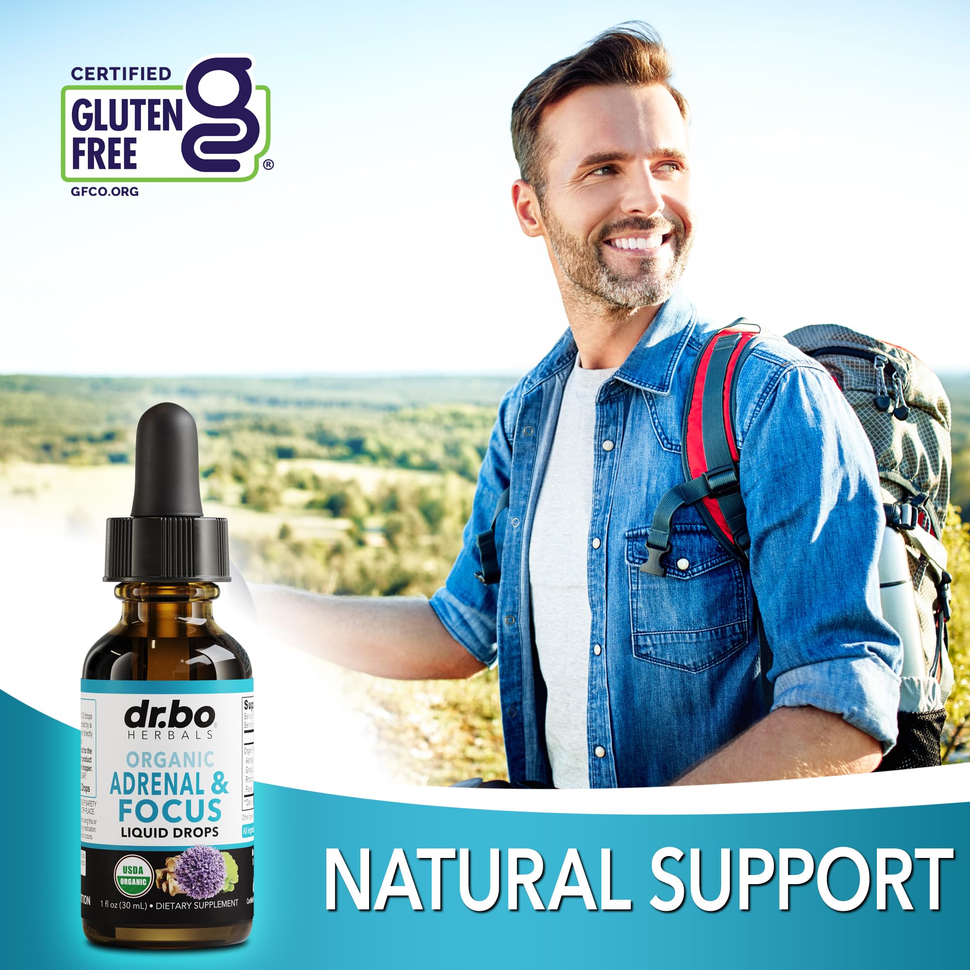 DR. BO gouttes gotu kola — bouteille, concentration et cognition potentielles.