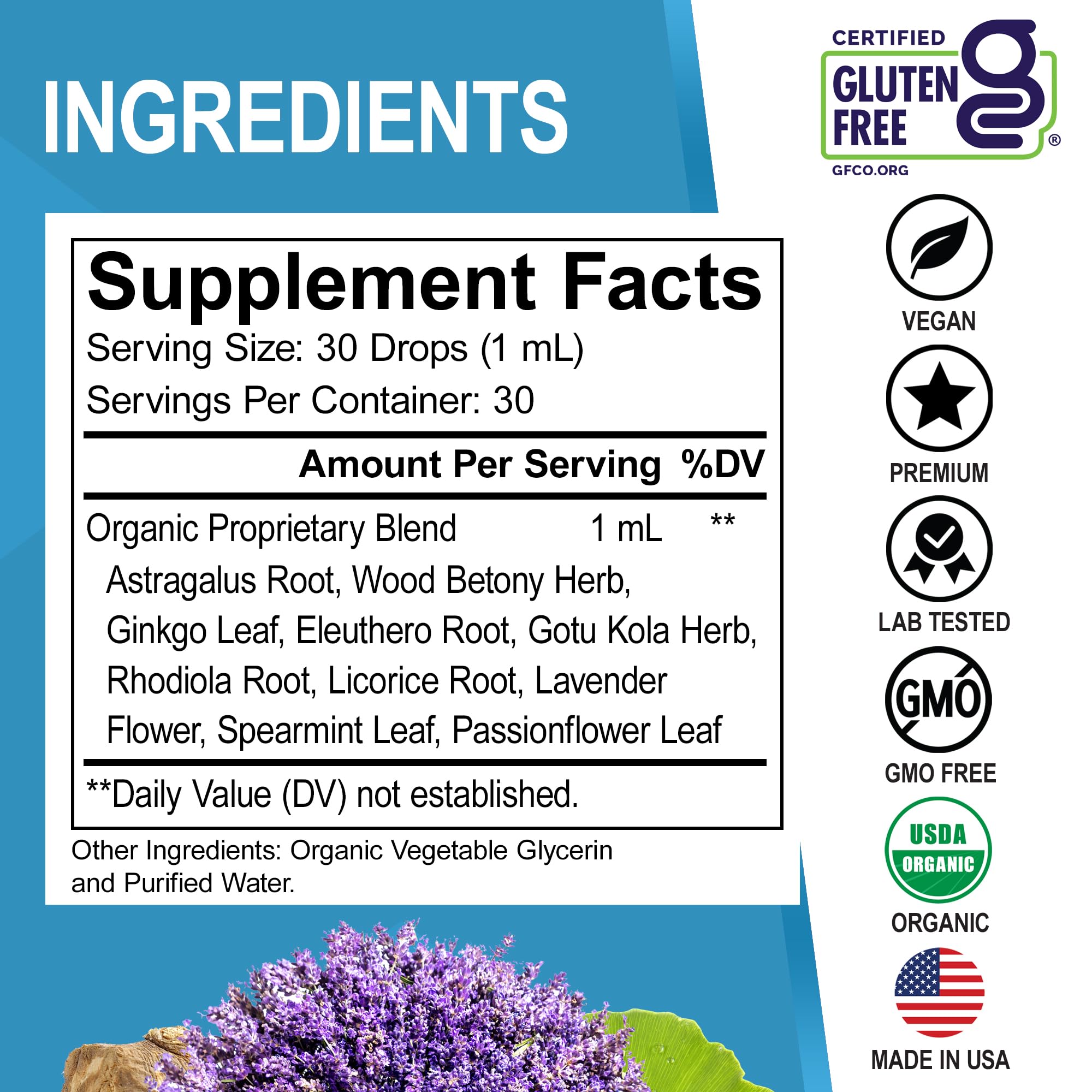 DR. BO gouttes rhodiola — bouteille, soutien potentiel au stress.