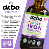 Étiquette biologique vegan DR. BO fer pour enfants sans gluten ni OGM