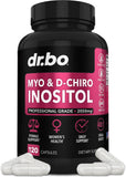 DR. BO Myo-Inositol et D-Chiro Inositol – bouteille caplets, soutien potentiel à l'équilibre féminin.