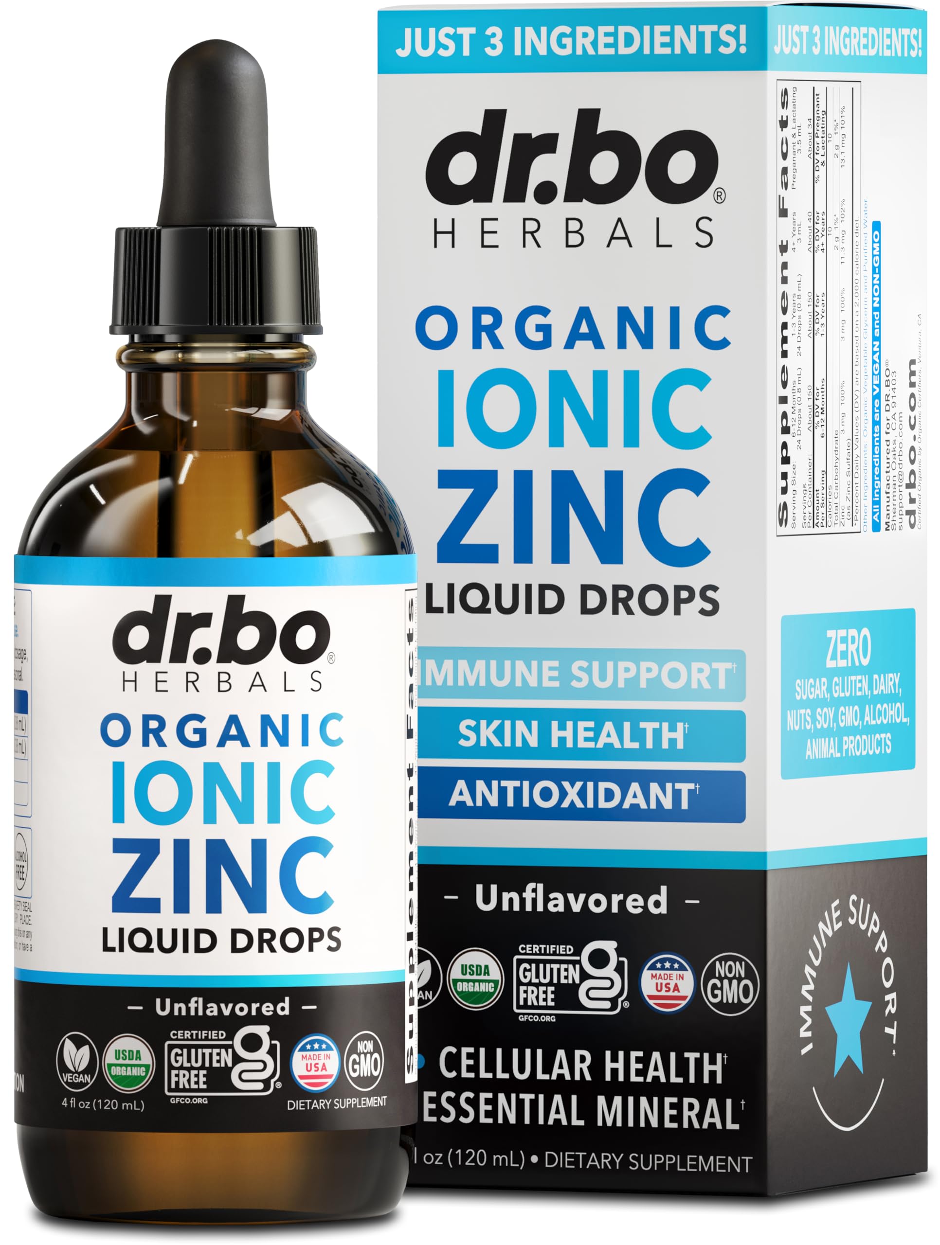 DR. BO Zinc gouttes-bouteille : faciles à prendre pour immunité et peau.