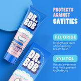 Dr. Bob dentifrice enfant texture gel douce brossage confortable.