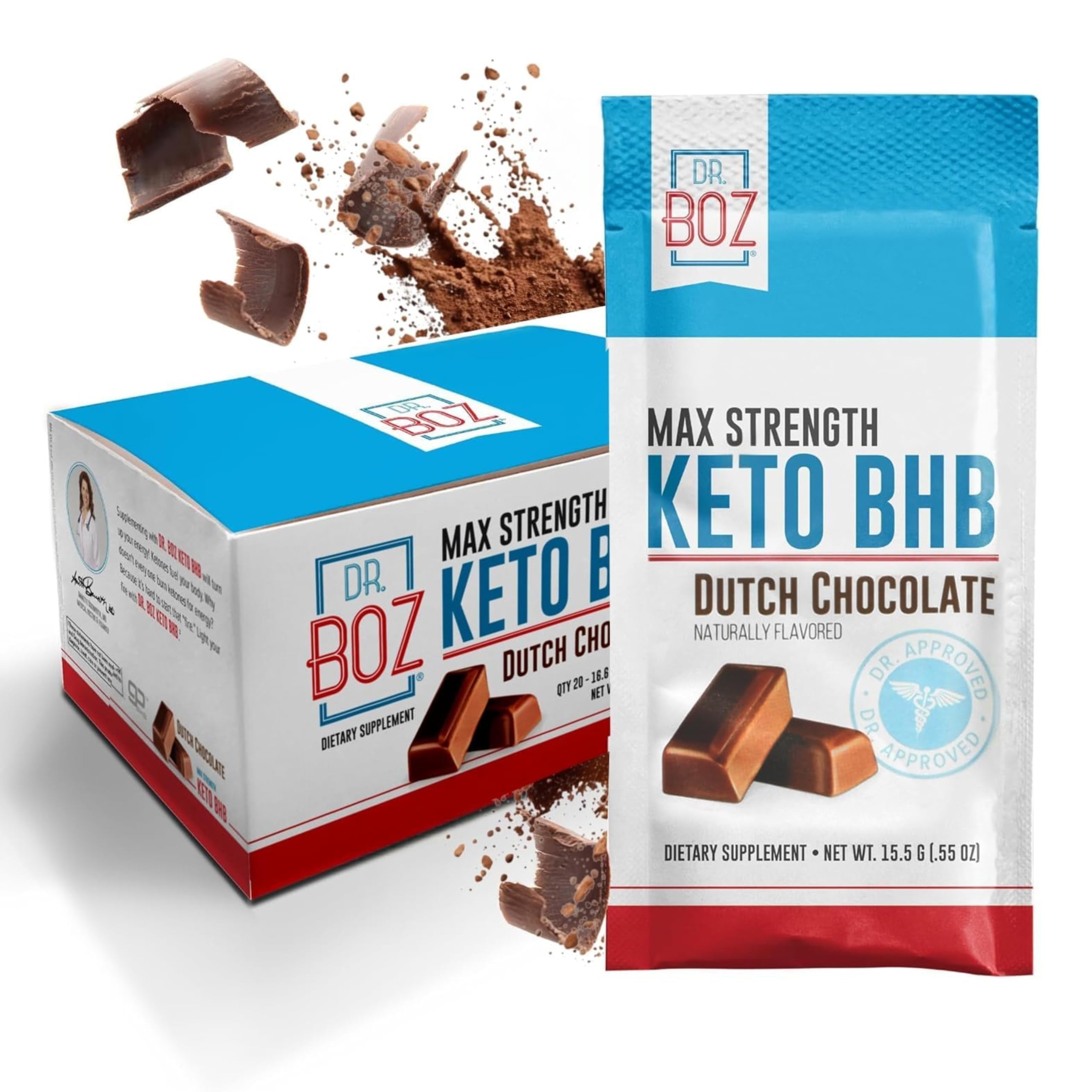Dr. Boz Keto BHB Poudre – Chocolat neerlandais, sachets pratiques pour demarrer la ceto