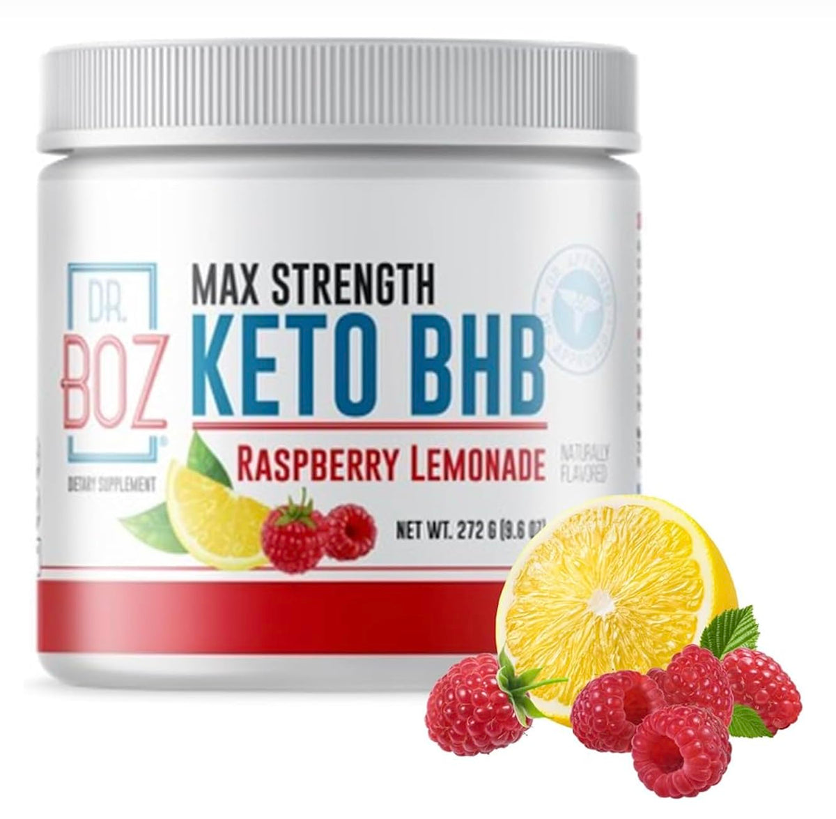 Poudre Keto BHB Dr. Boz framboise-citron, énergie durable.