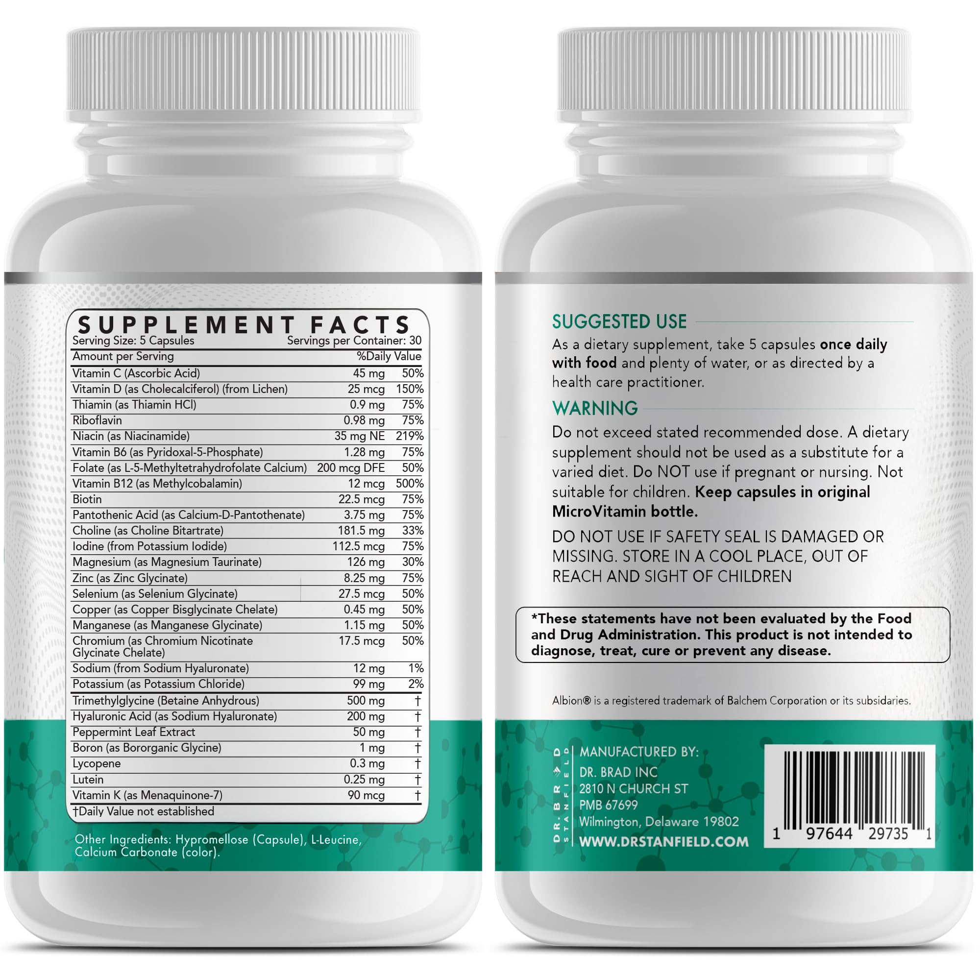 Capsules Dr Brad Stanfield Multivitamine, absorption douce et tolérance digestive
