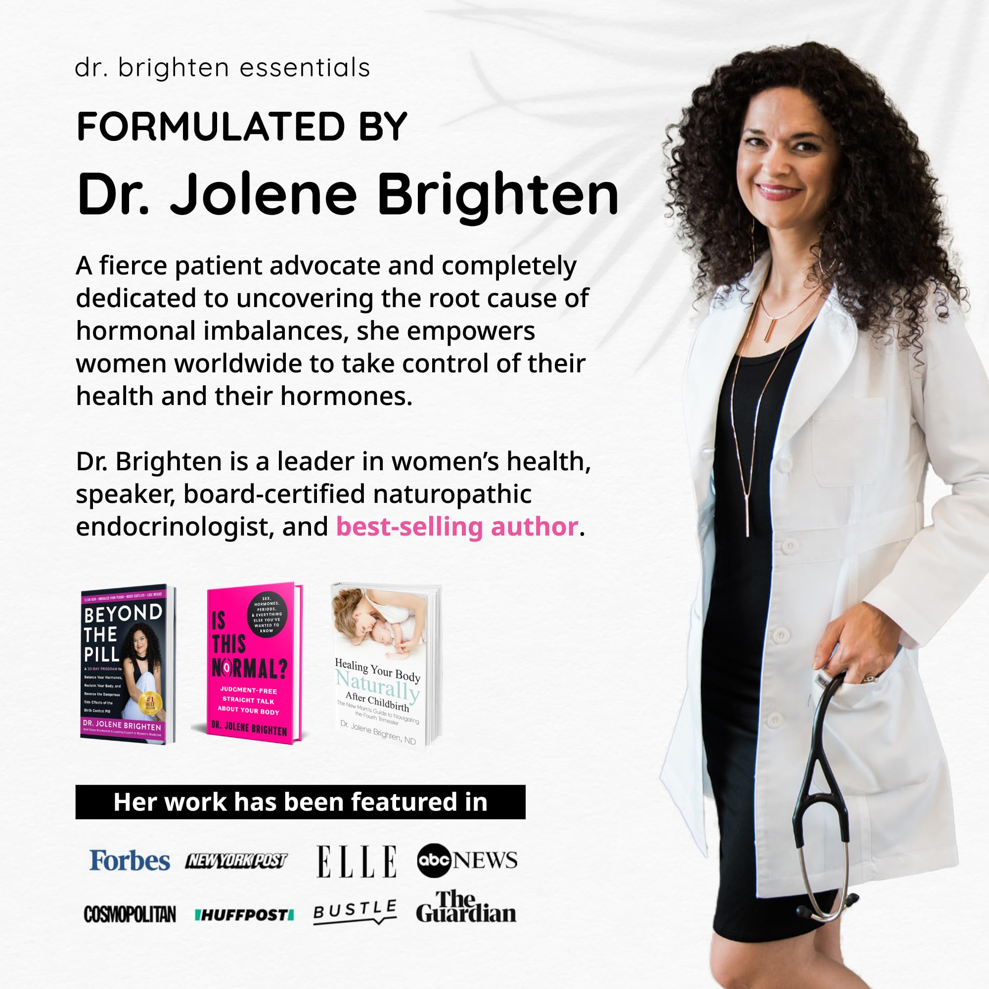 Dr. Brighten Ingrédients Biologiques USA, flacon, qualité et pureté.