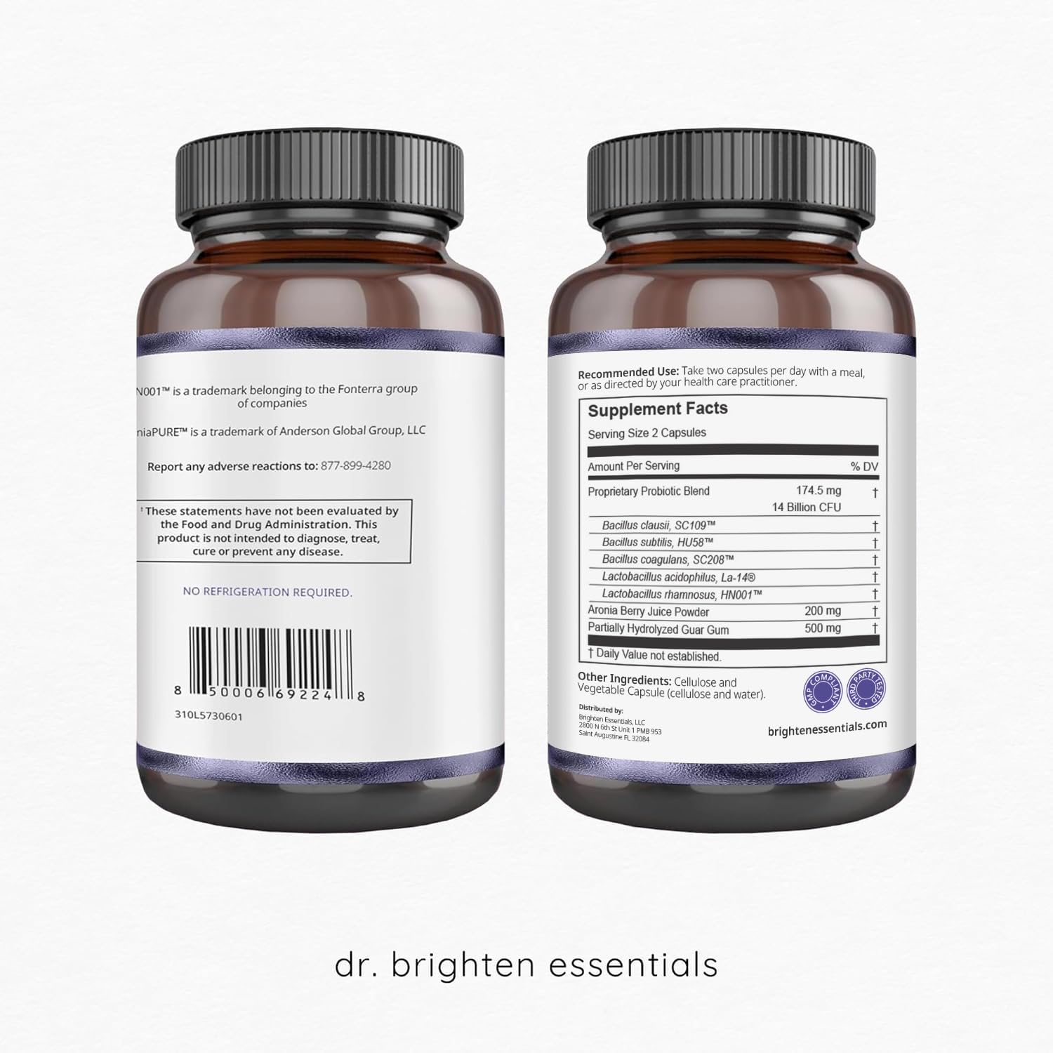 Dr. Brighten Probiotiques femmes, emballage, facilite une routine quotidienne douce.