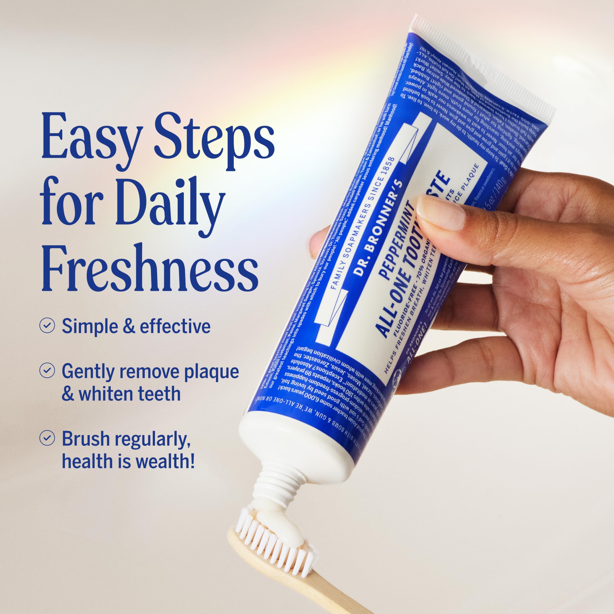 Dr. Bronner’s All-One Pâte dentifrice Sans fluorure – option naturelle pour toute la famille