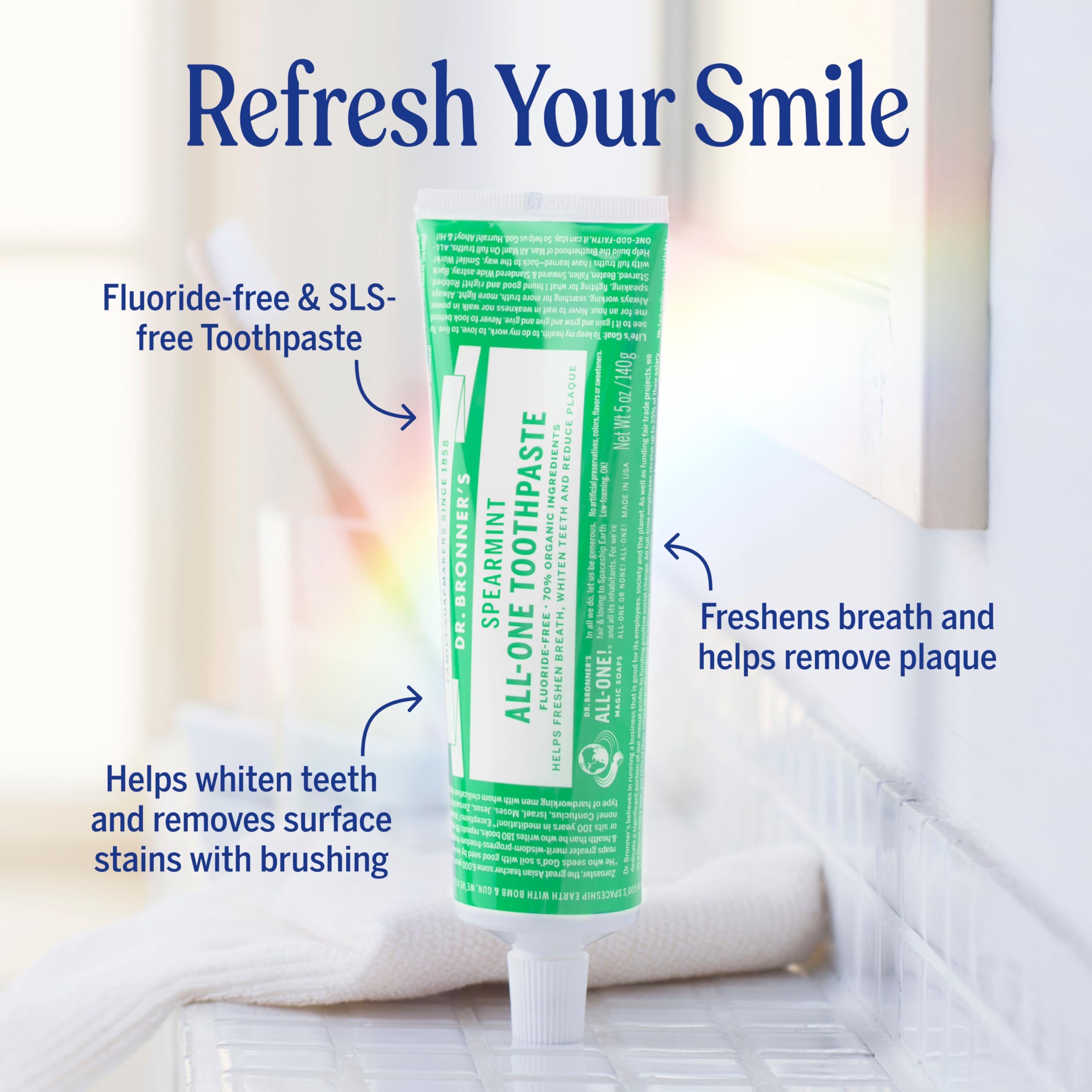 Dr. Bronner’s All-One Pâte dentifrice Cannelle – goût chaleureux et rafraîchissant