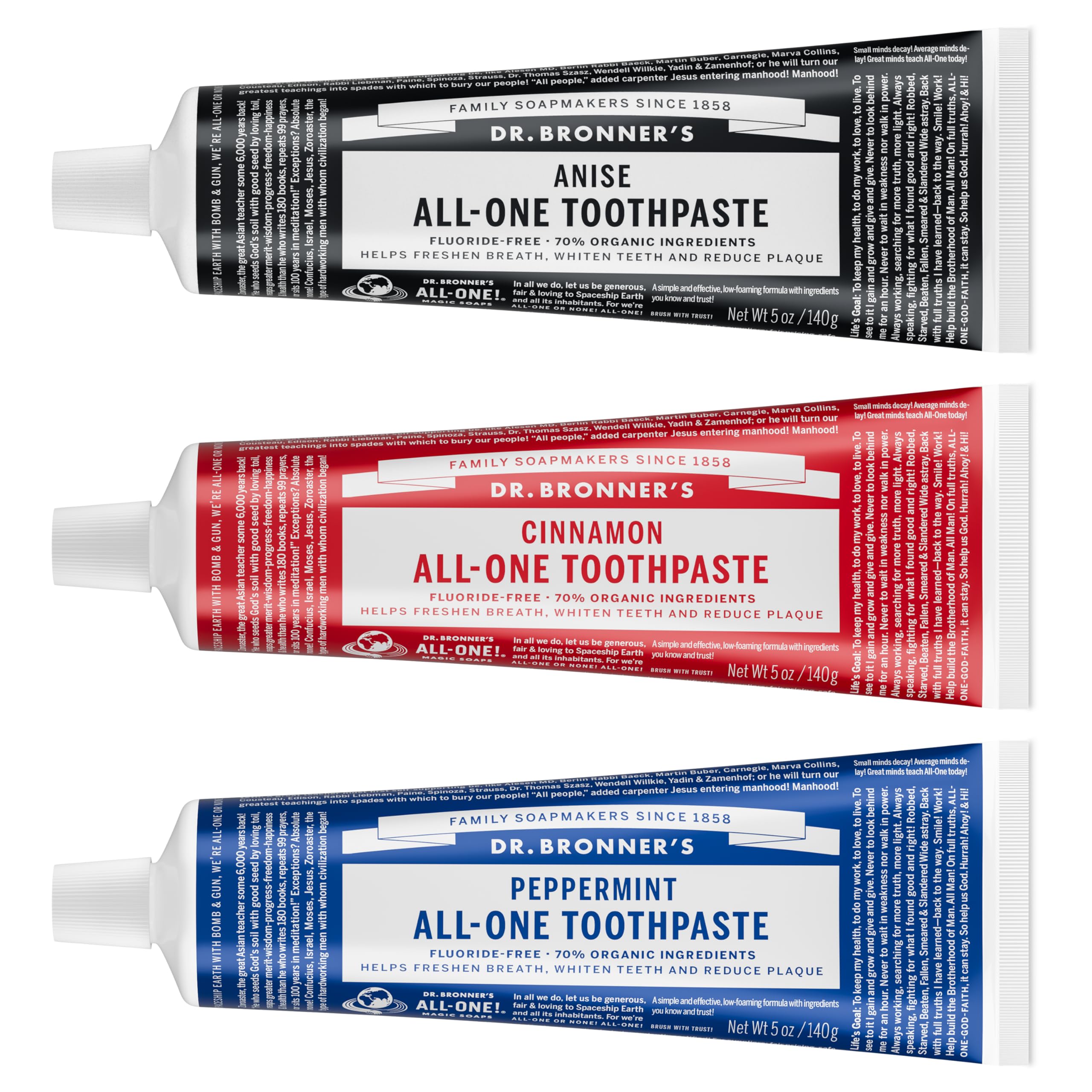 Dr. Bronner’s All-One Pâte dentifrice Menthe – pack fraîcheur durable et pratique