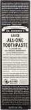 Dentifrice Dr. Bronner's All-One à l’anis, fraîcheur naturelle pour le brossage quotidien.