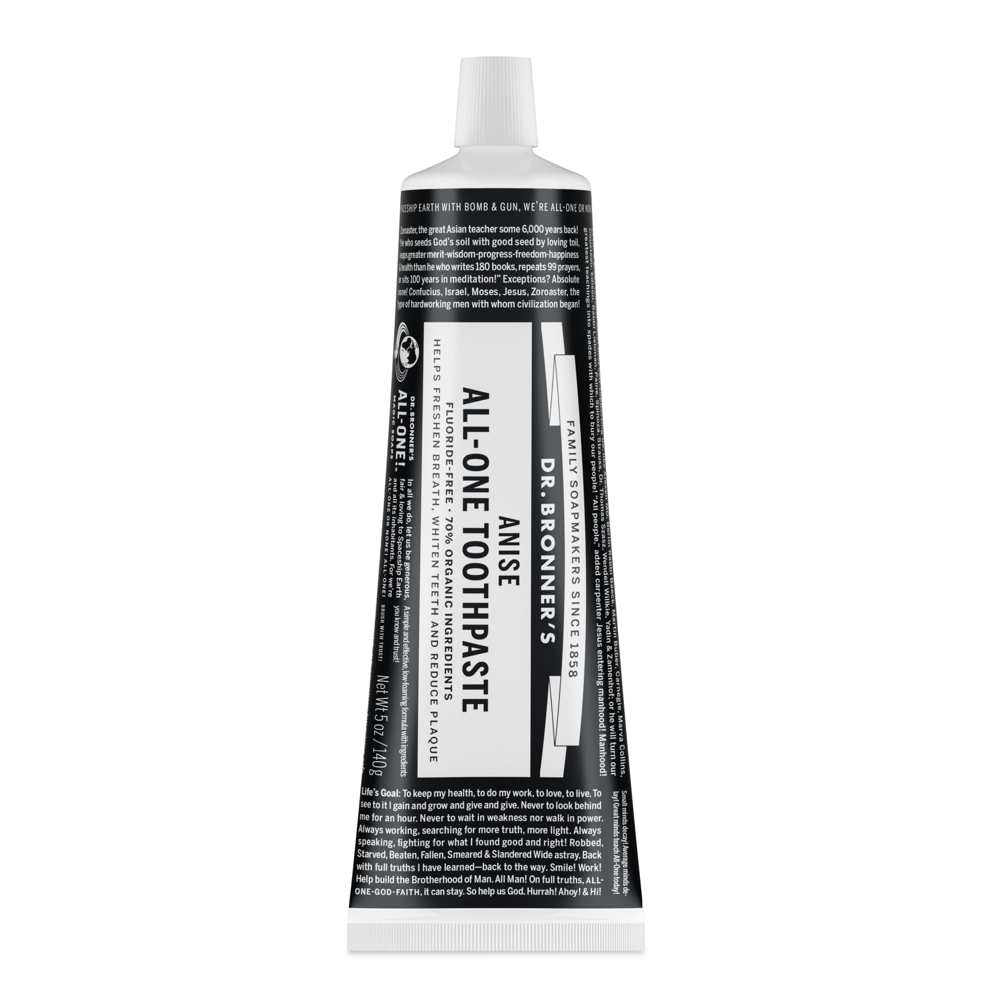Dr. Bronner’s All-One Dentifrice Anisé en emballage, bio et végan pour une hygiène naturelle