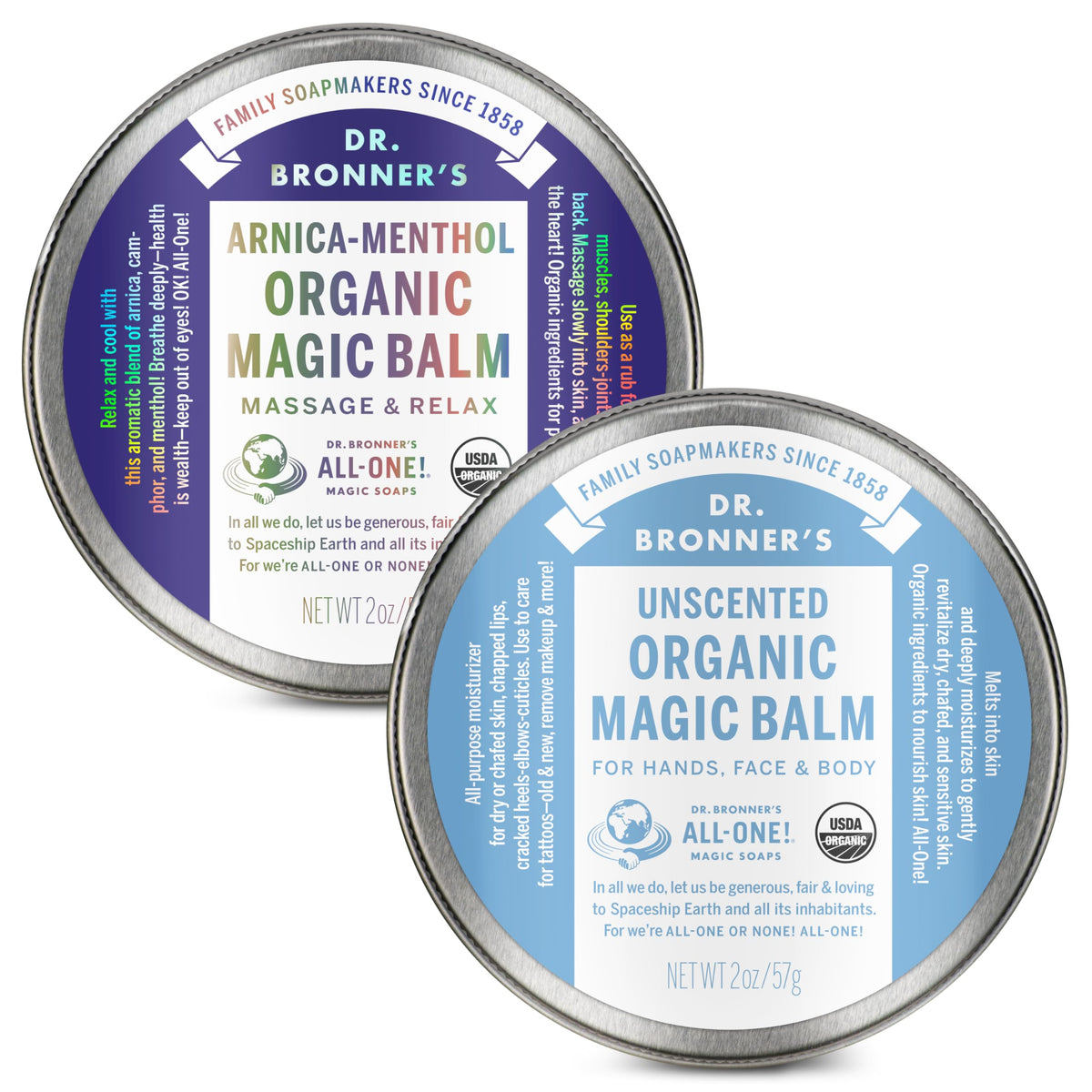 Dr. Bronner’s Baume Magique Arnica-Menthol pour soulager les zones sèches.